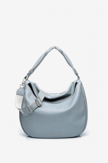 Hobo bag in light blue with side die-cutting