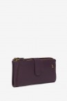 Purple leather large wallet with stitchings