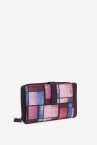 Large leather wallet with multicoloured geometric print