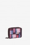 Small leather wallet with multicoloured geometrical print