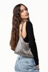 Silver metallic mesh shoulder bag