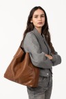 Bolso de hombro en piel cognac