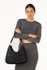 Shoulder bag in black recycled materials