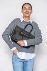 Bolso shopper pequeño en tejido de jeans negro