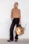 Golden leather shopper bag