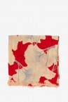 Wool scarf with floral print in red