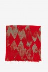 Wool scarf with geometric print in red