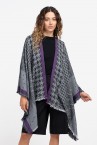 Poncho with houndstooth print in grey