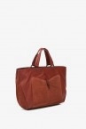 Terracotta leather and split leather shopper bag