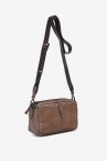 Taupe split leather and suede crossbody bag