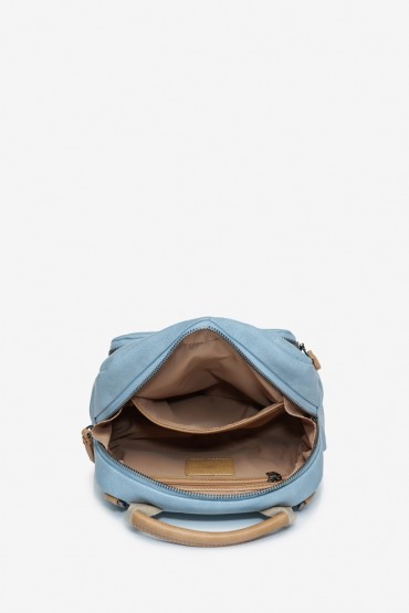 Bowling hand bag in light blue with shoulder strap