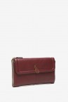 Burgundy leather large wallet with flap