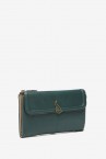 Green leather large wallet with flap