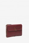 Burgundy leather medium wallet with flap