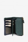 Green leather medium wallet with flap