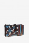 Large leather wallet with multicolour print