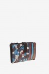 Medium leather wallet with multicolor print