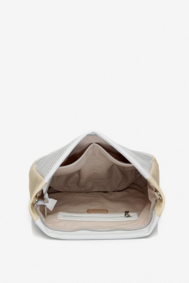 White hobo bag with die-cutting
