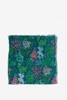 Wool scarf with microfloral print in green