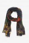 Wool scarf with multicolor print