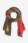 Wool scarf with abstract print in terracotta