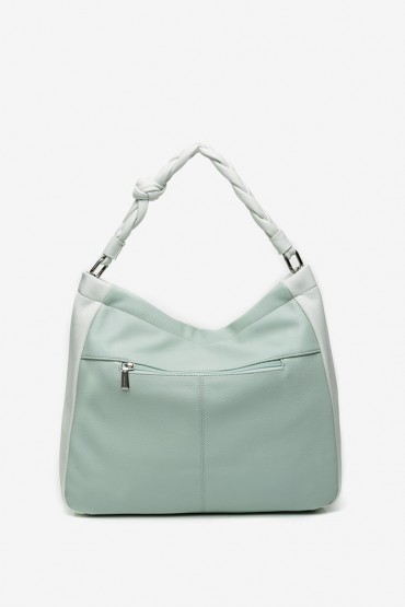 Green hobo bag with die-cutting