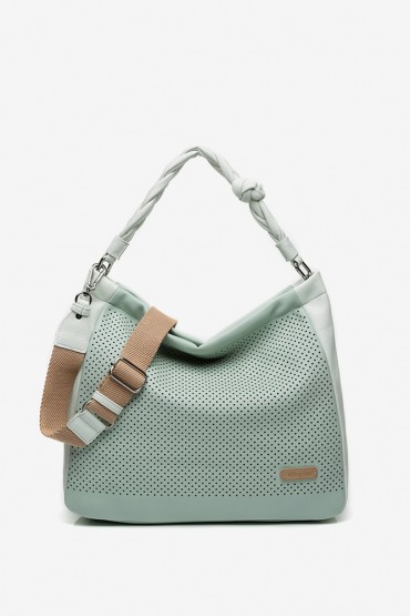 Green hobo bag with die-cutting