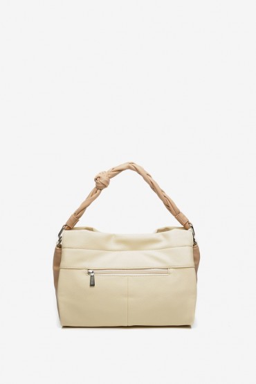 Small beige hobo bag with die-cutting