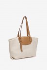 Shopper bag in beige recycled materials