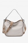 Bolso de hombro en piel beige