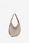 Bolso de hombro en piel beige