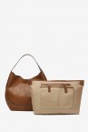 Bolso de hombro en piel cognac