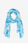 Viscose scarf with abstract print in blue