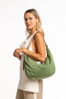 Crossbody bag in green recycled and padded materials