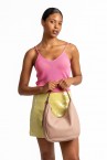 Shoulder bag in pink leather