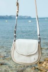 Crossbody bag in white leather