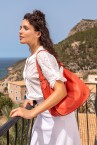 Shoulder bag in coral leather