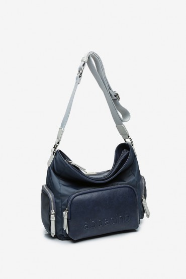 Large crossbody bag in blue with nylon