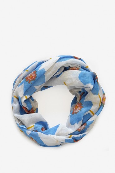 Viscose scarf in blue print