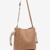 Camel women's crossbody bag with knotted handle