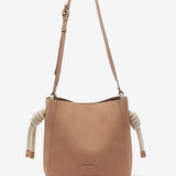 Camel women's crossbody bag with knotted handle