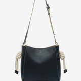 Women's crossbody bag with knotted handle in blue