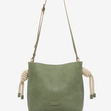 Women's crossbody bag with knotted handle in green