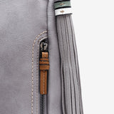 Women's hobo bag with tassel in grey