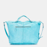 Bolso shopper de mujer de piel trenzada en turquesa