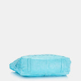 Bolso shopper de mujer de piel trenzada en turquesa