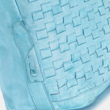 Bolso shopper de mujer de piel trenzada en turquesa
