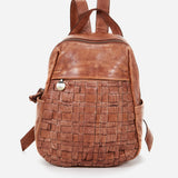 Women's backpack in cognac braided leather