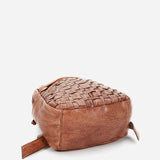 Women's backpack in cognac braided leather
