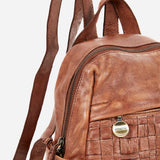 Women's backpack in cognac braided leather